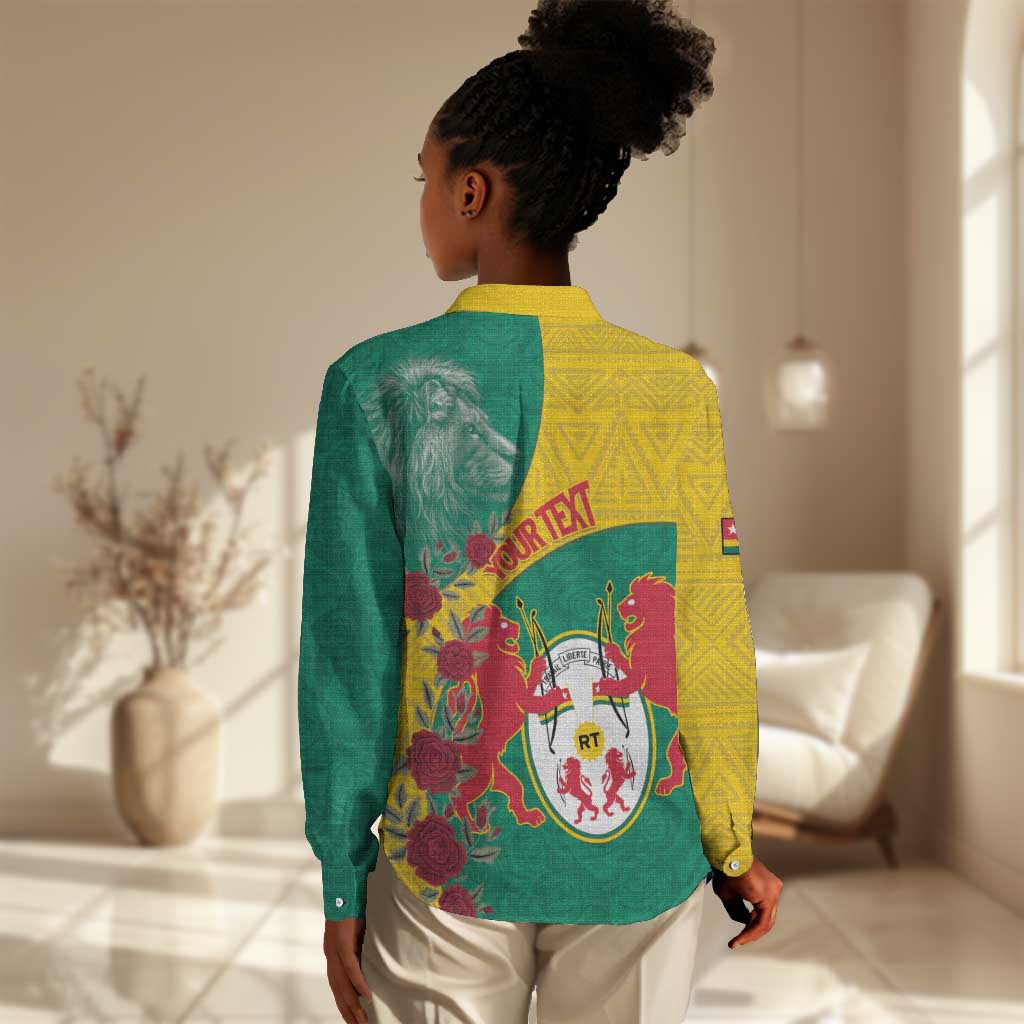 Personalised Togo Women Casual Shirt Coat Of Arms - African Mix Rose Pattern LT15