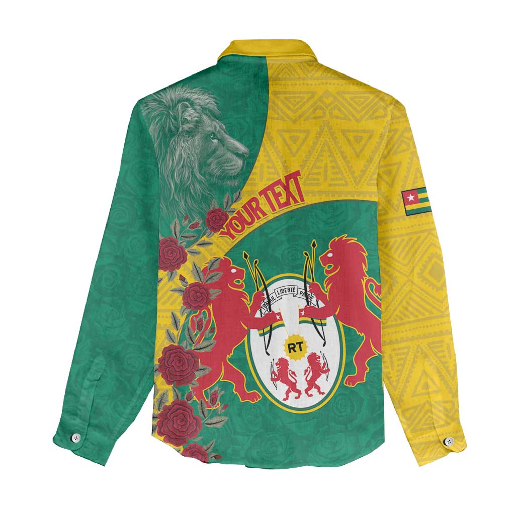 Personalised Togo Women Casual Shirt Coat Of Arms - African Mix Rose Pattern LT15