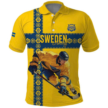 Custom Sweden Ice Hockey Polo Shirt Go Tre Kronor LT15