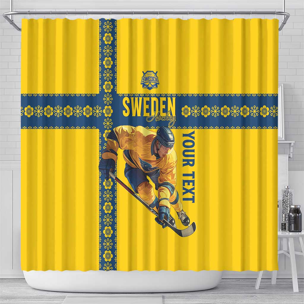 Custom Sweden Ice Hockey Shower Curtain Go Tre Kronor LT15