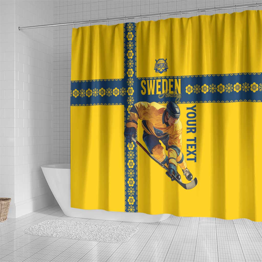 Custom Sweden Ice Hockey Shower Curtain Go Tre Kronor LT15