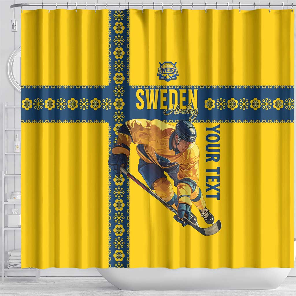 Custom Sweden Ice Hockey Shower Curtain Go Tre Kronor LT15