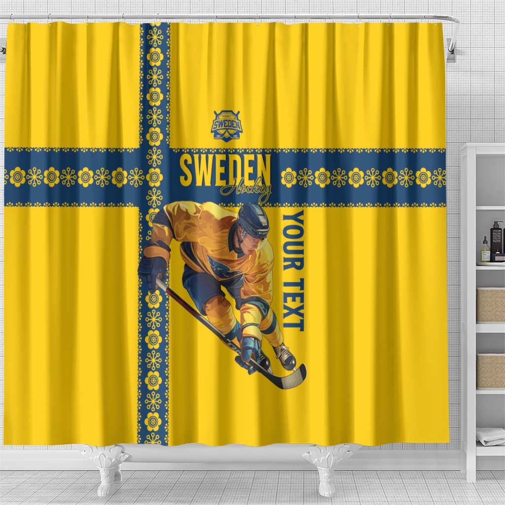 Custom Sweden Ice Hockey Shower Curtain Go Tre Kronor LT15