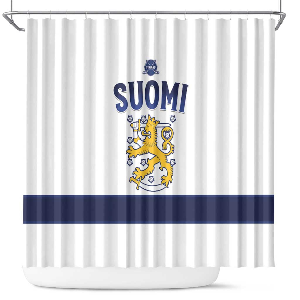 Finland Ice Hockey Shower Curtain Go Suomi Go LT15