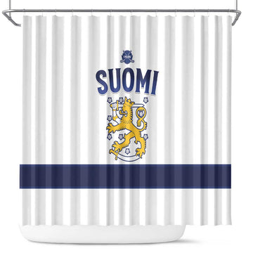 Finland Ice Hockey Shower Curtain Go Suomi Go LT15