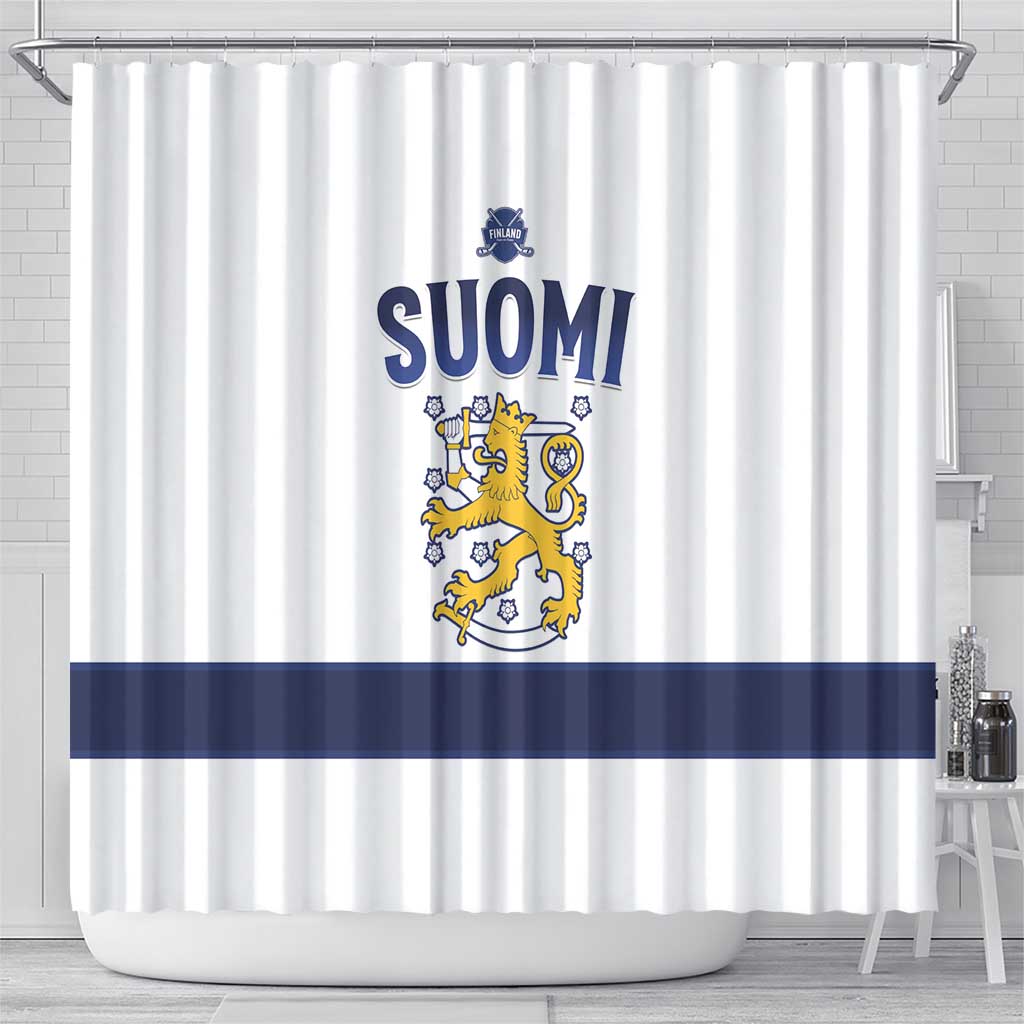 Finland Ice Hockey Shower Curtain Go Suomi Go LT15