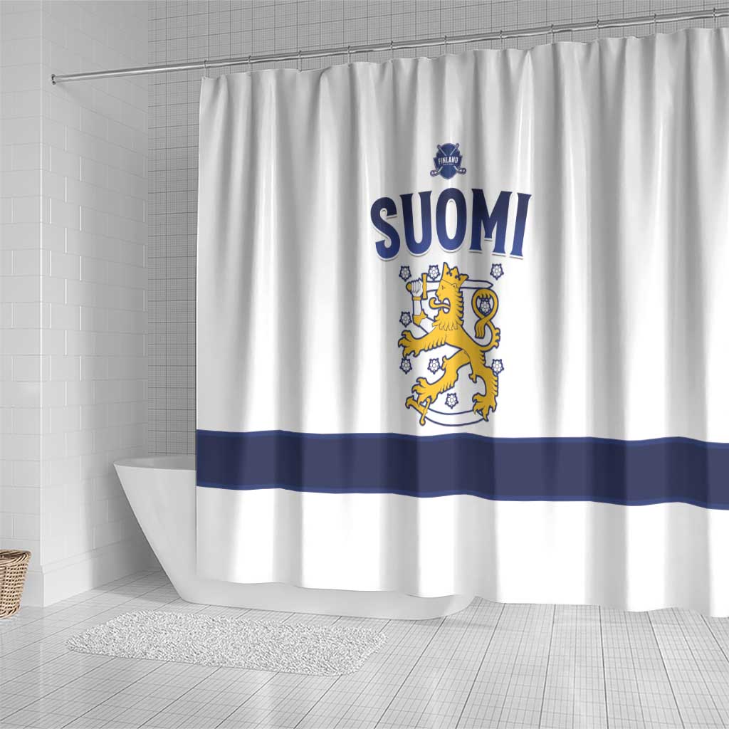 Finland Ice Hockey Shower Curtain Go Suomi Go LT15