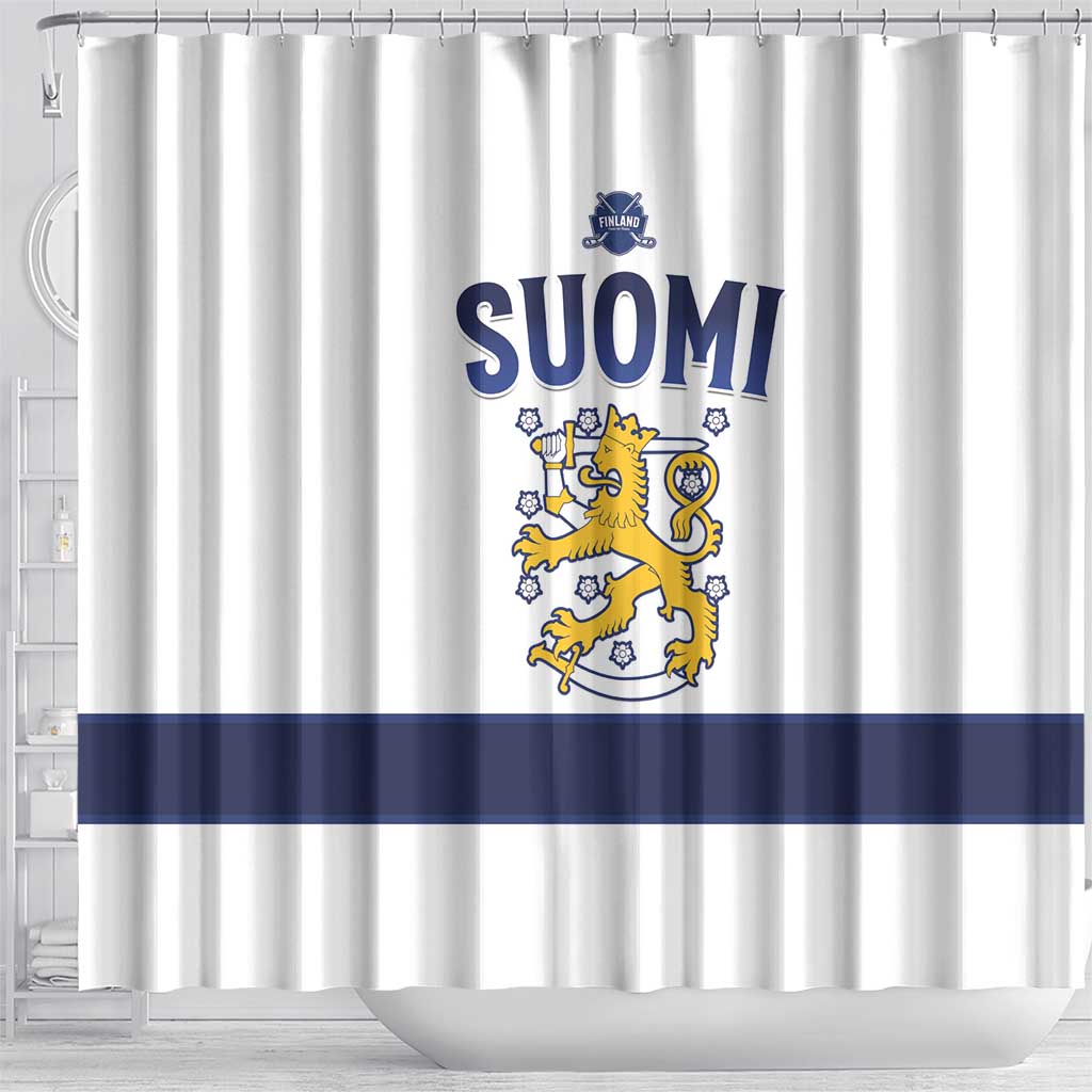 Finland Ice Hockey Shower Curtain Go Suomi Go LT15