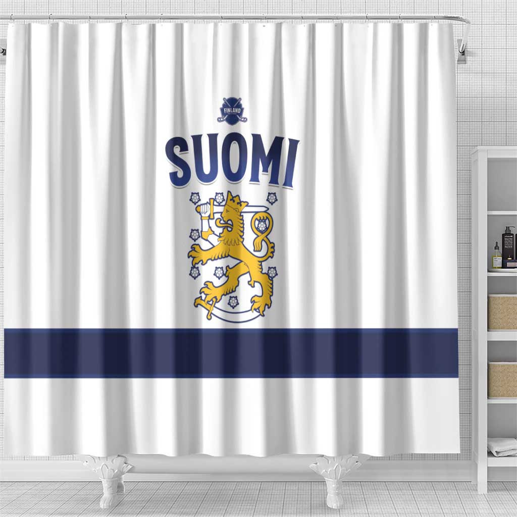 Finland Ice Hockey Shower Curtain Go Suomi Go LT15