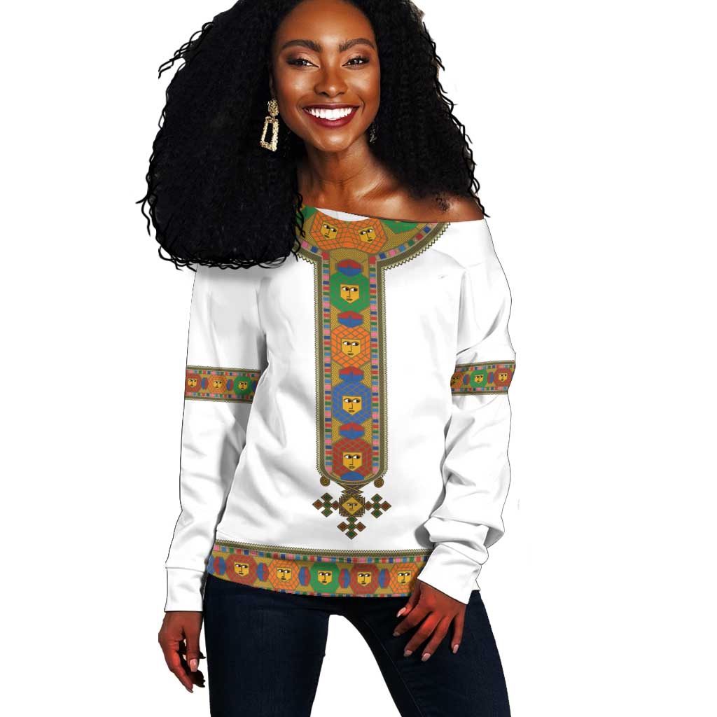 Ethiopia Saba Kemis Habesha Style Off Shoulder Sweater LT15