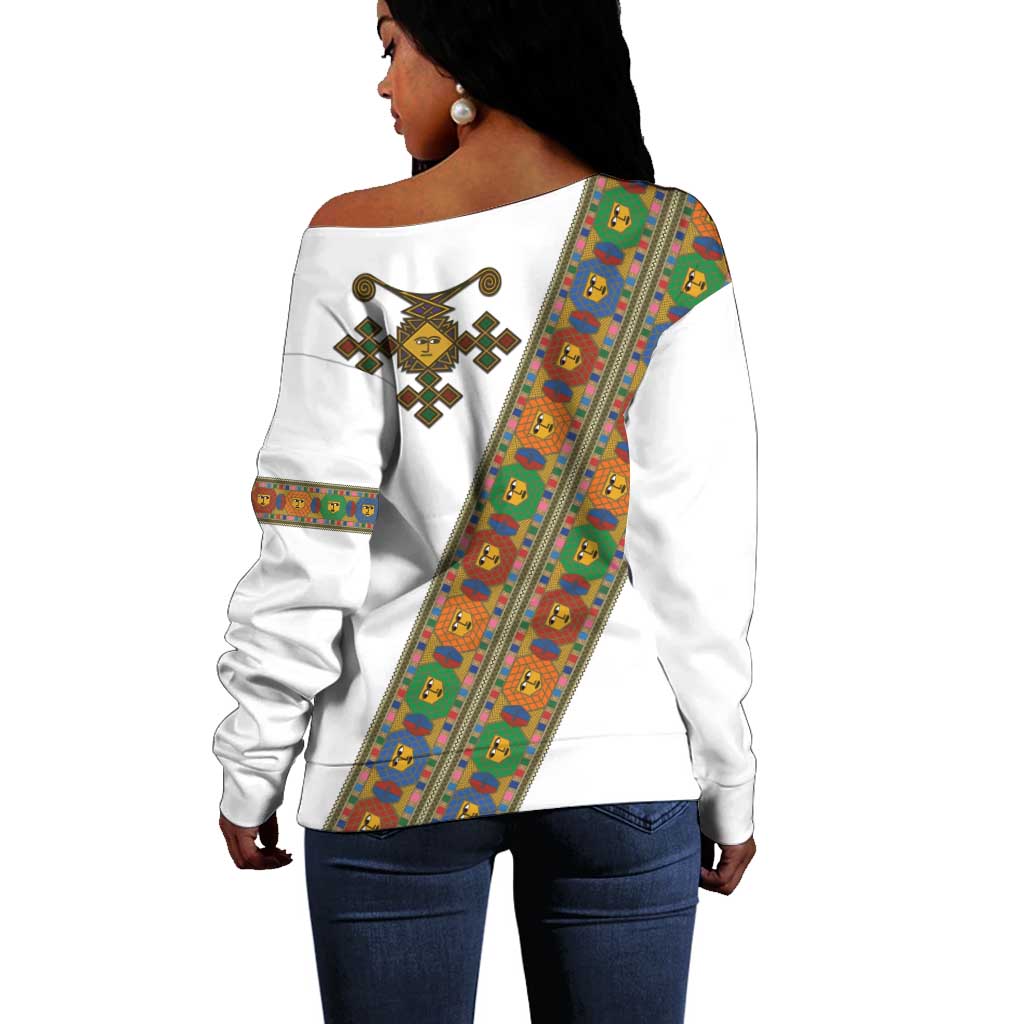 Ethiopia Saba Kemis Sash Style Off Shoulder Sweater LT15