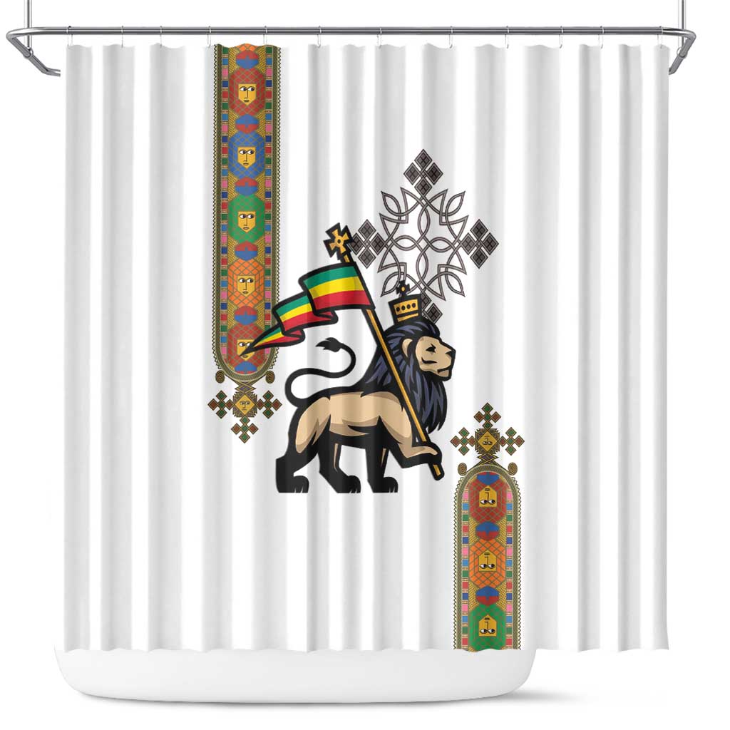 Ethiopia Saba Kemis Shower Curtain Ethiopian Cross Lion Of Judah LT15