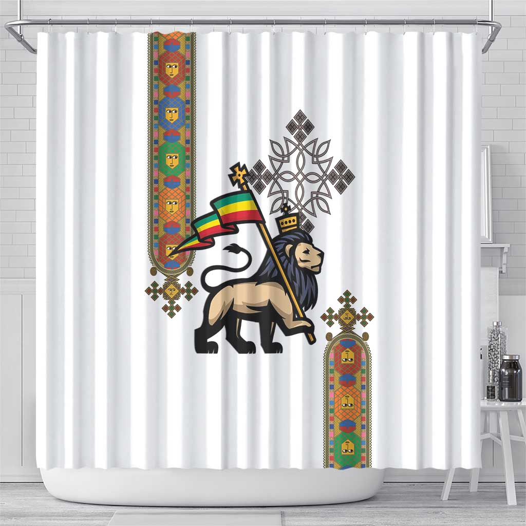 Ethiopia Saba Kemis Shower Curtain Ethiopian Cross Lion Of Judah LT15