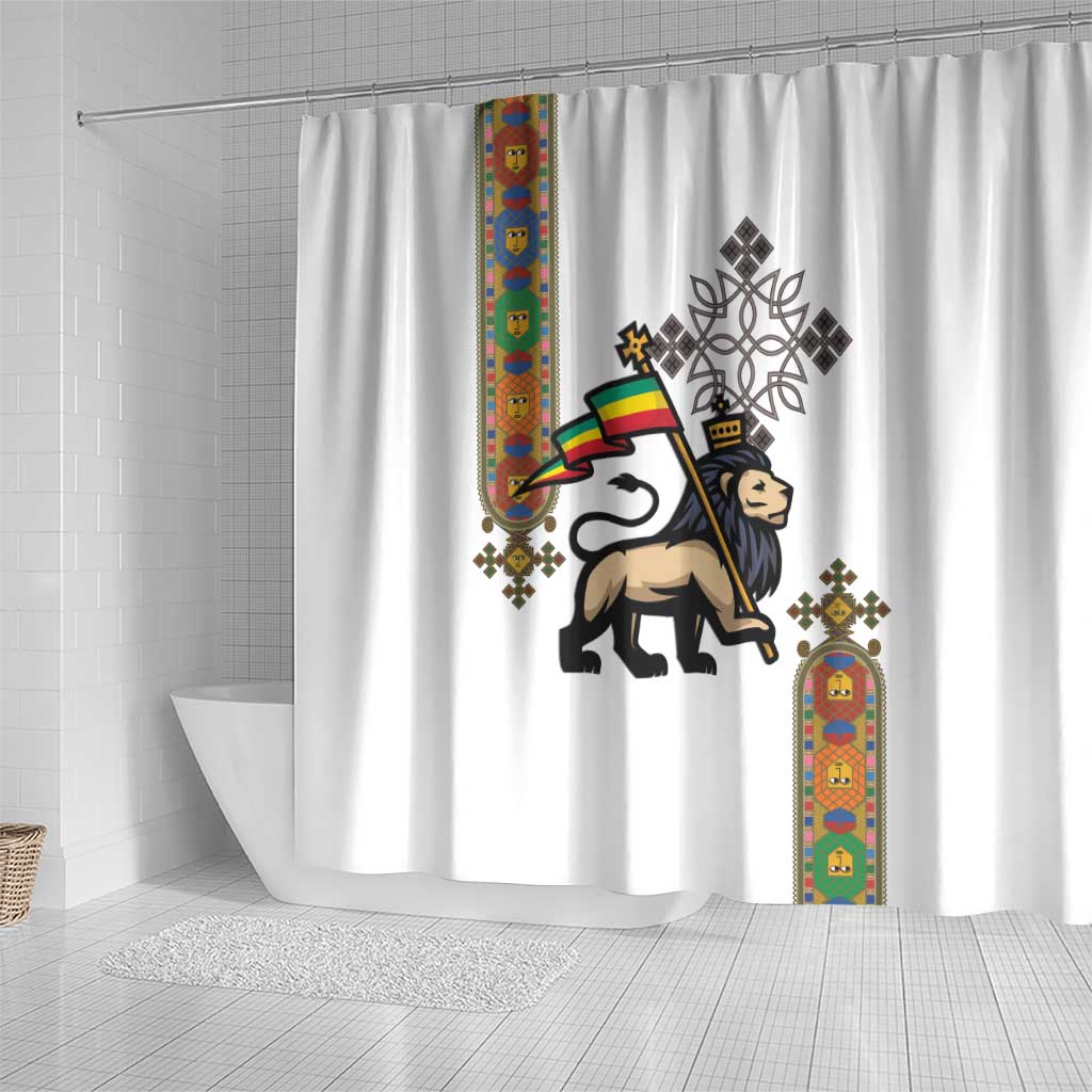 Ethiopia Saba Kemis Shower Curtain Ethiopian Cross Lion Of Judah LT15