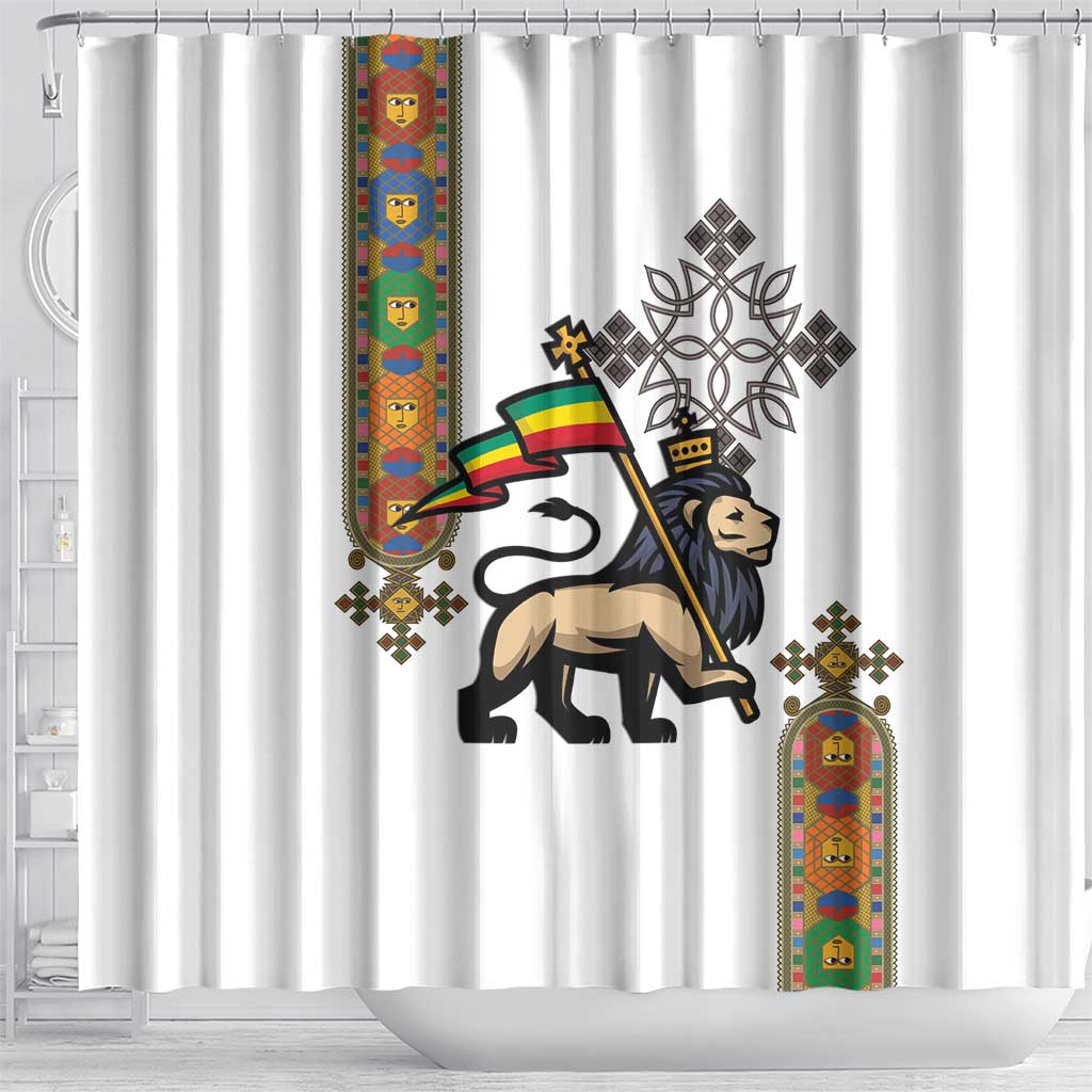 Ethiopia Saba Kemis Shower Curtain Ethiopian Cross Lion Of Judah LT15