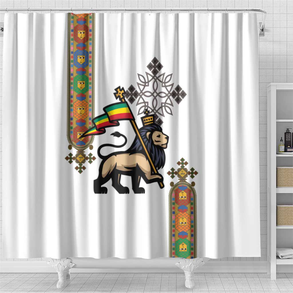 Ethiopia Saba Kemis Shower Curtain Ethiopian Cross Lion Of Judah LT15
