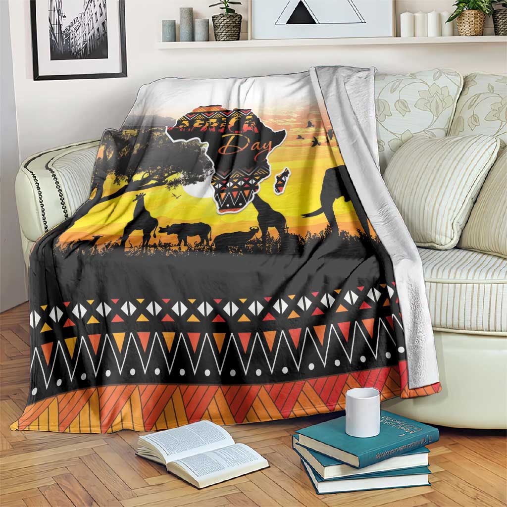 Africa Day Blanket Safari With Map - African Pattern LT15