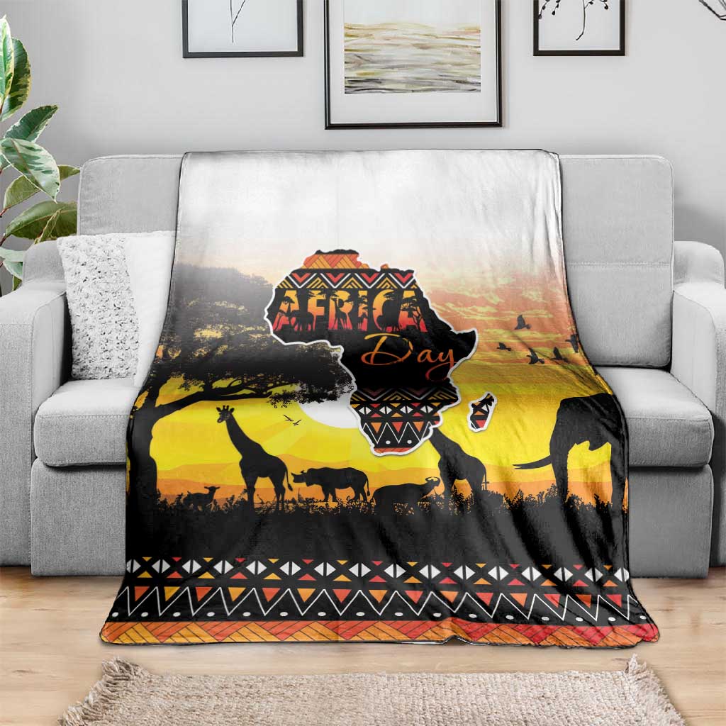 Africa Day Blanket Safari With Map - African Pattern LT15