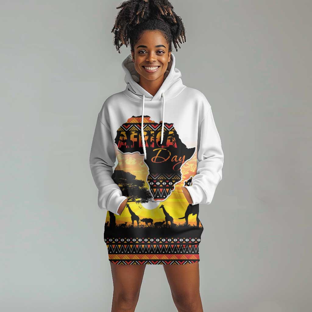 Africa Day Hoodie Dress Safari With Map - African Pattern LT15