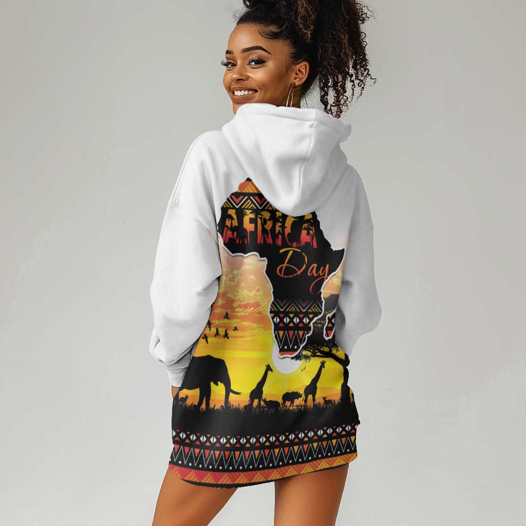 Africa Day Hoodie Dress Safari With Map - African Pattern LT15