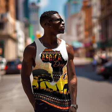 Africa Day Men Tank Top Safari With Map - African Pattern LT15