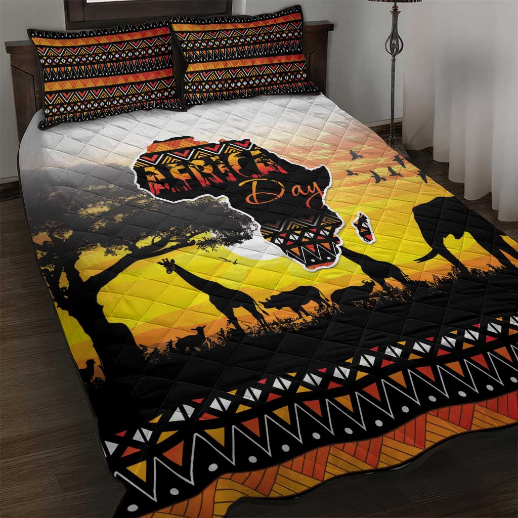 Africa Day Quilt Bed Set Safari With Map - African Pattern LT15