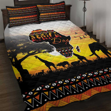 Africa Day Quilt Bed Set Safari With Map - African Pattern LT15