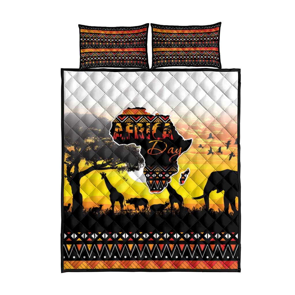 Africa Day Quilt Bed Set Safari With Map - African Pattern LT15