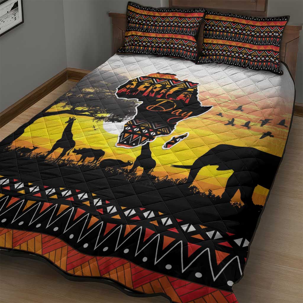Africa Day Quilt Bed Set Safari With Map - African Pattern LT15