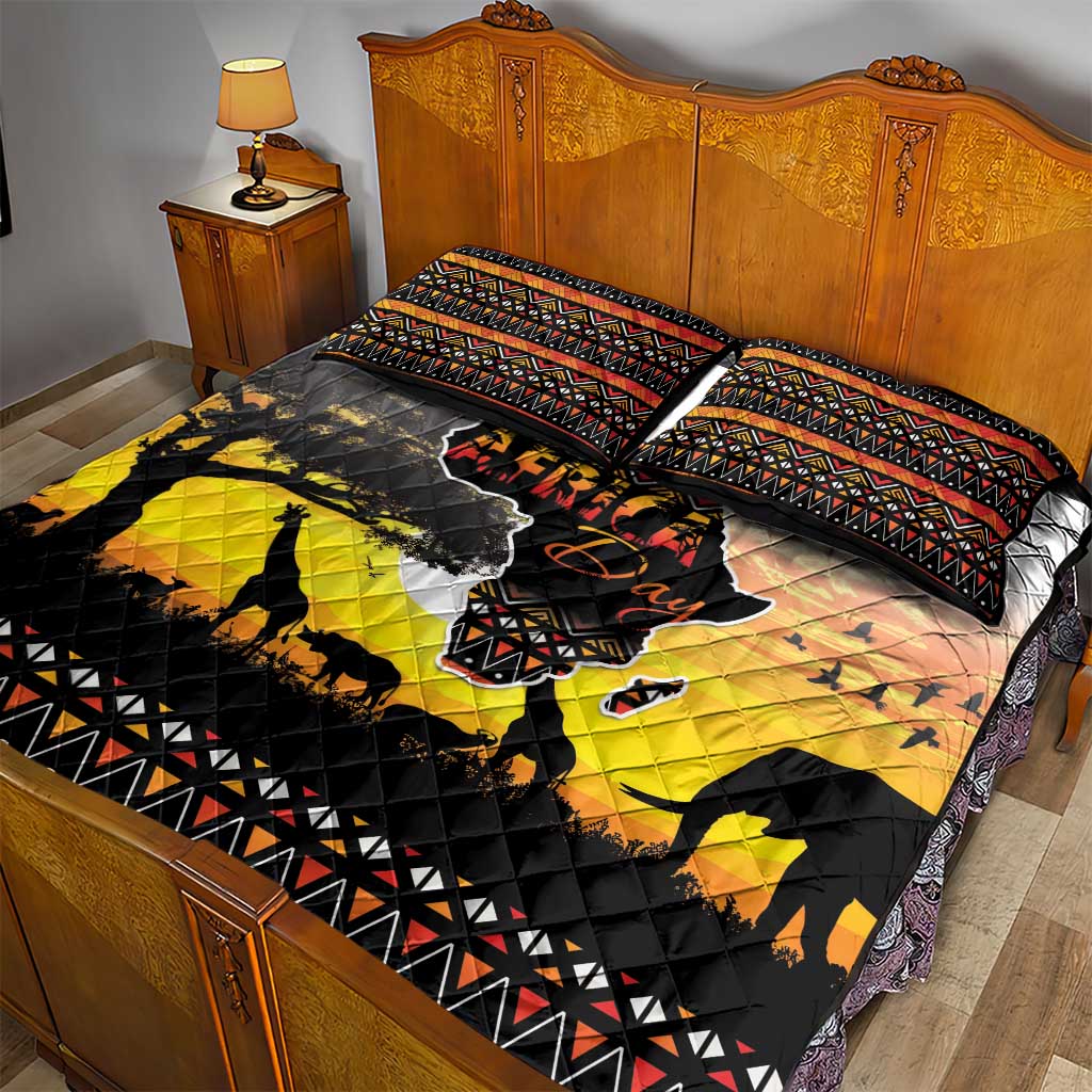 Africa Day Quilt Bed Set Safari With Map - African Pattern LT15