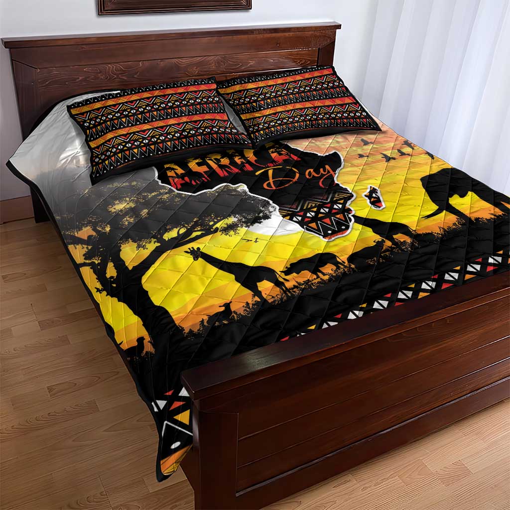Africa Day Quilt Bed Set Safari With Map - African Pattern LT15