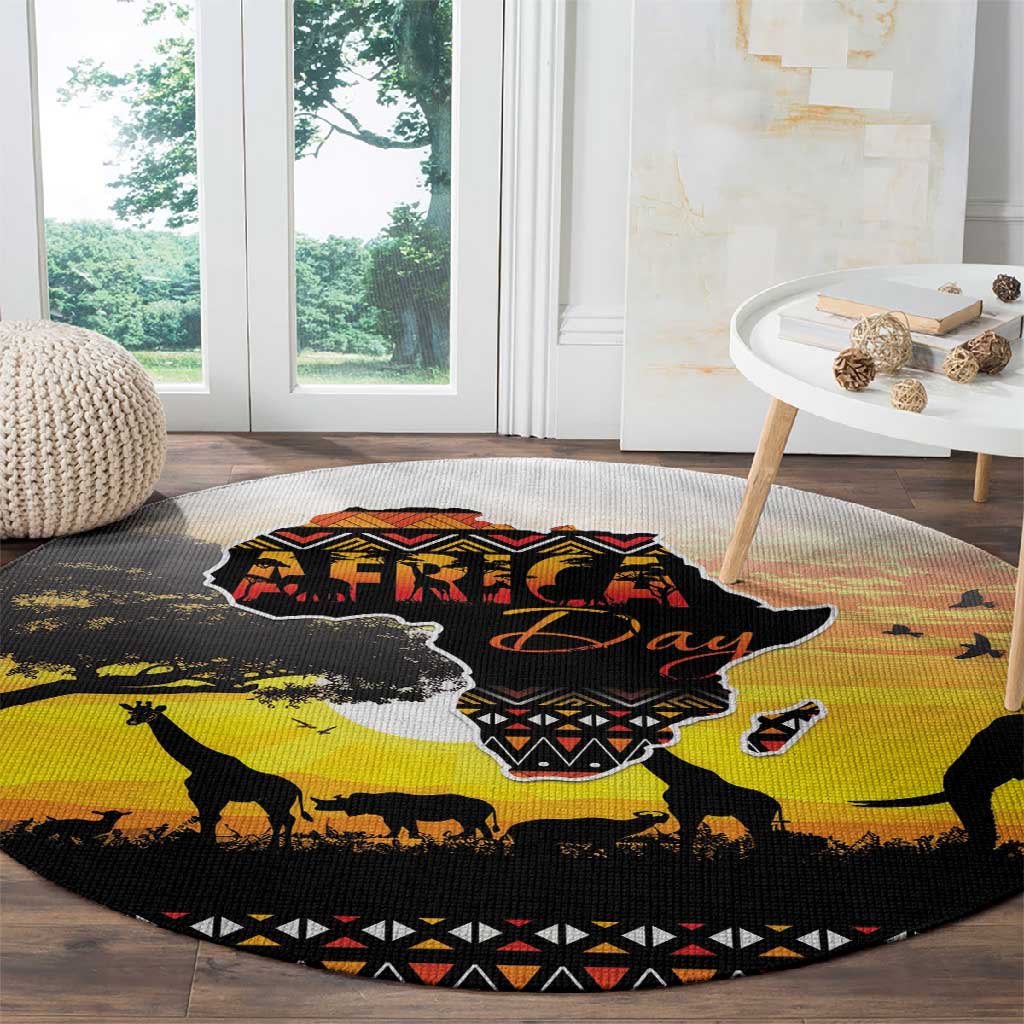 Africa Day Round Carpet Safari With Map - African Pattern LT15