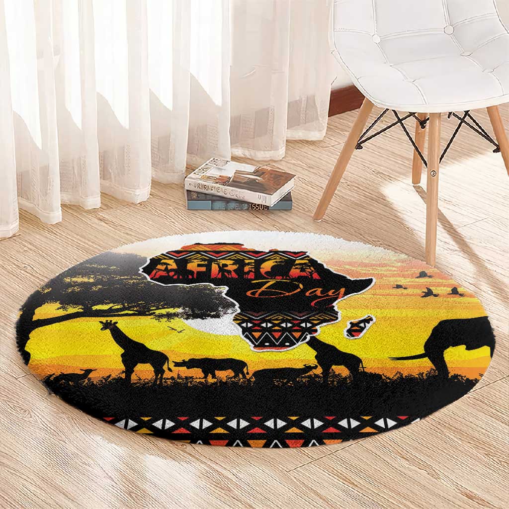 Africa Day Round Carpet Safari With Map - African Pattern LT15