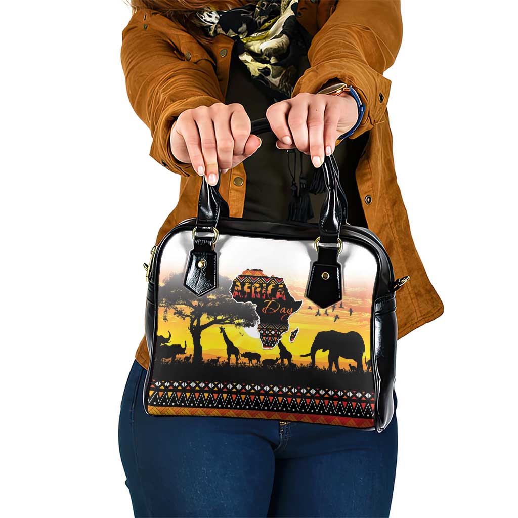 Happy Africa Day Shoulder Handbag African Safari With Map LT15