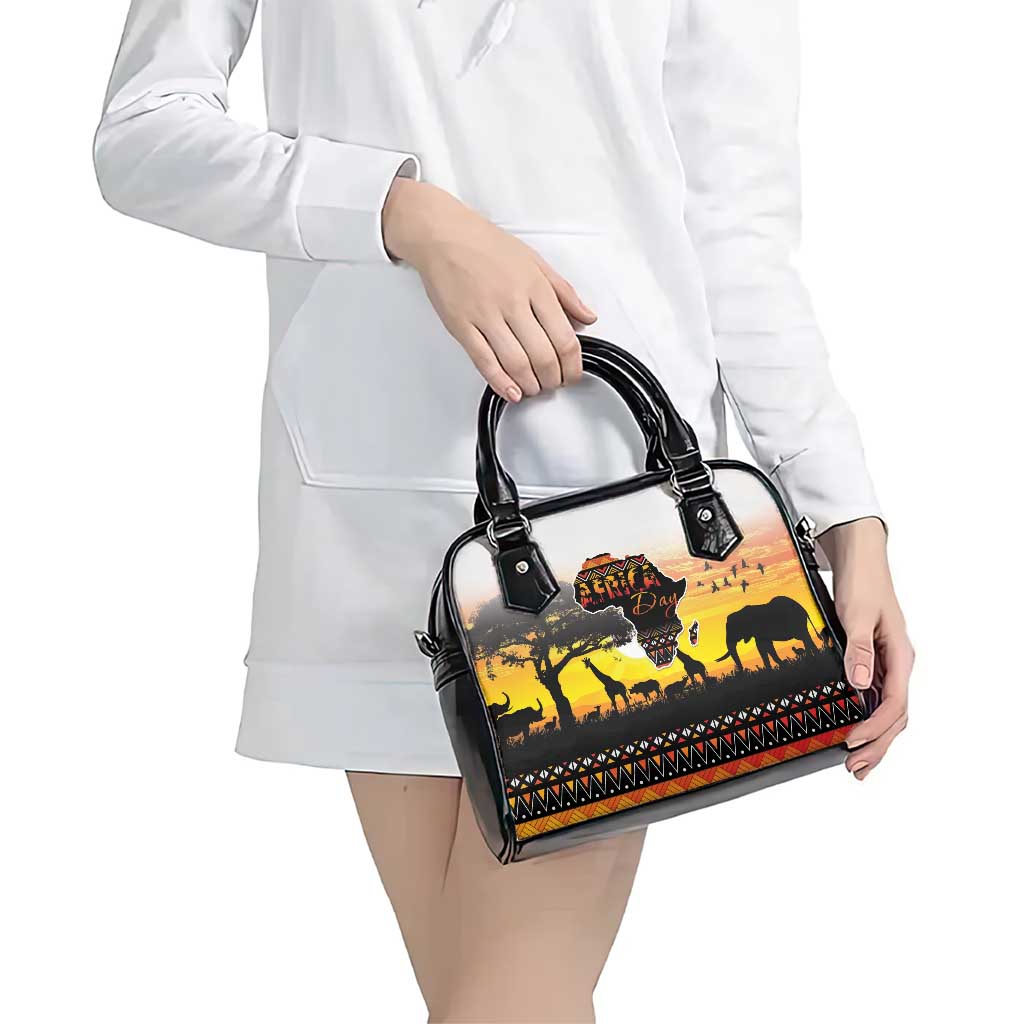Happy Africa Day Shoulder Handbag African Safari With Map LT15