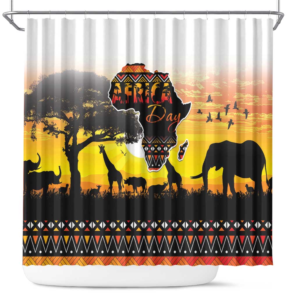 Happy Africa Day Shower Curtain African Safari With Map LT15