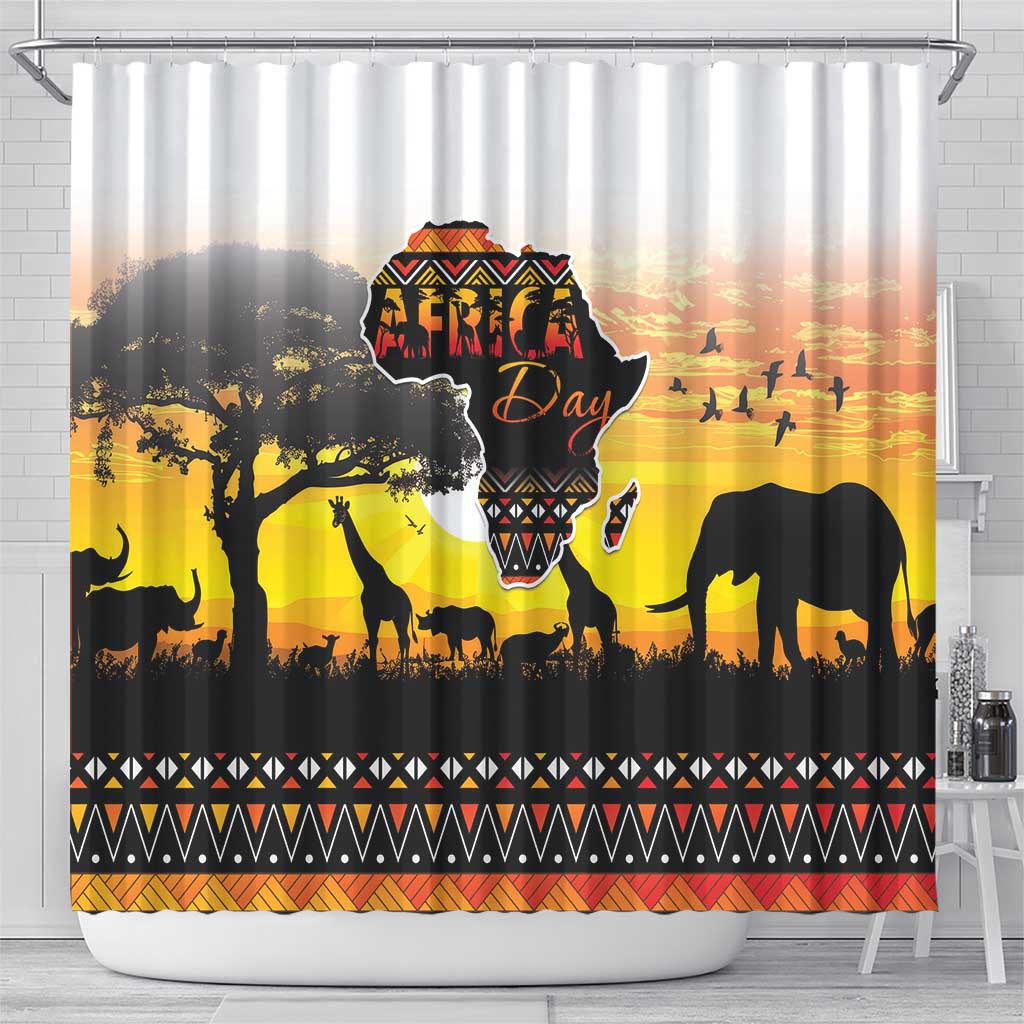 Happy Africa Day Shower Curtain African Safari With Map LT15