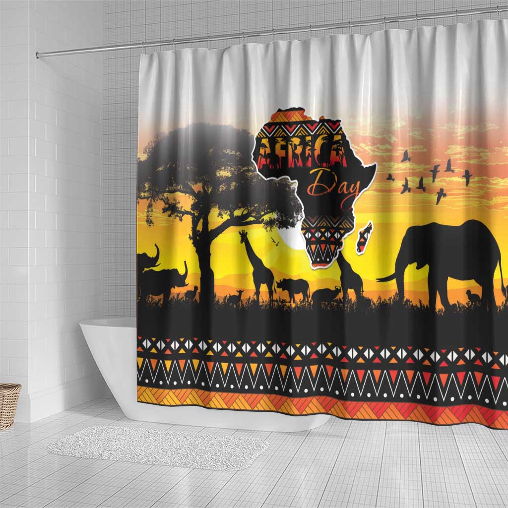 Happy Africa Day Shower Curtain African Safari With Map LT15
