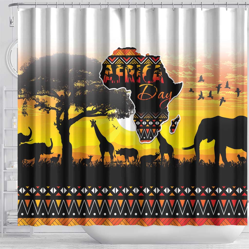 Happy Africa Day Shower Curtain African Safari With Map LT15