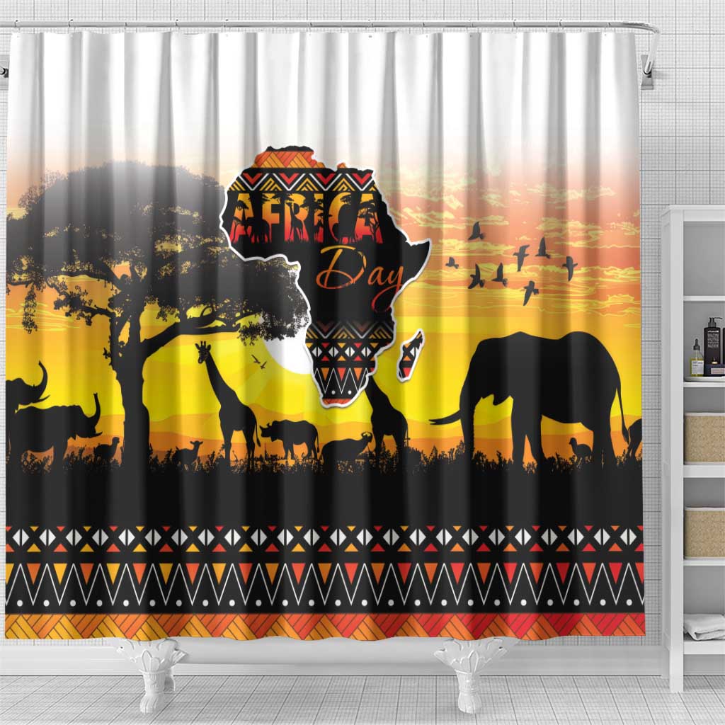 Happy Africa Day Shower Curtain African Safari With Map LT15