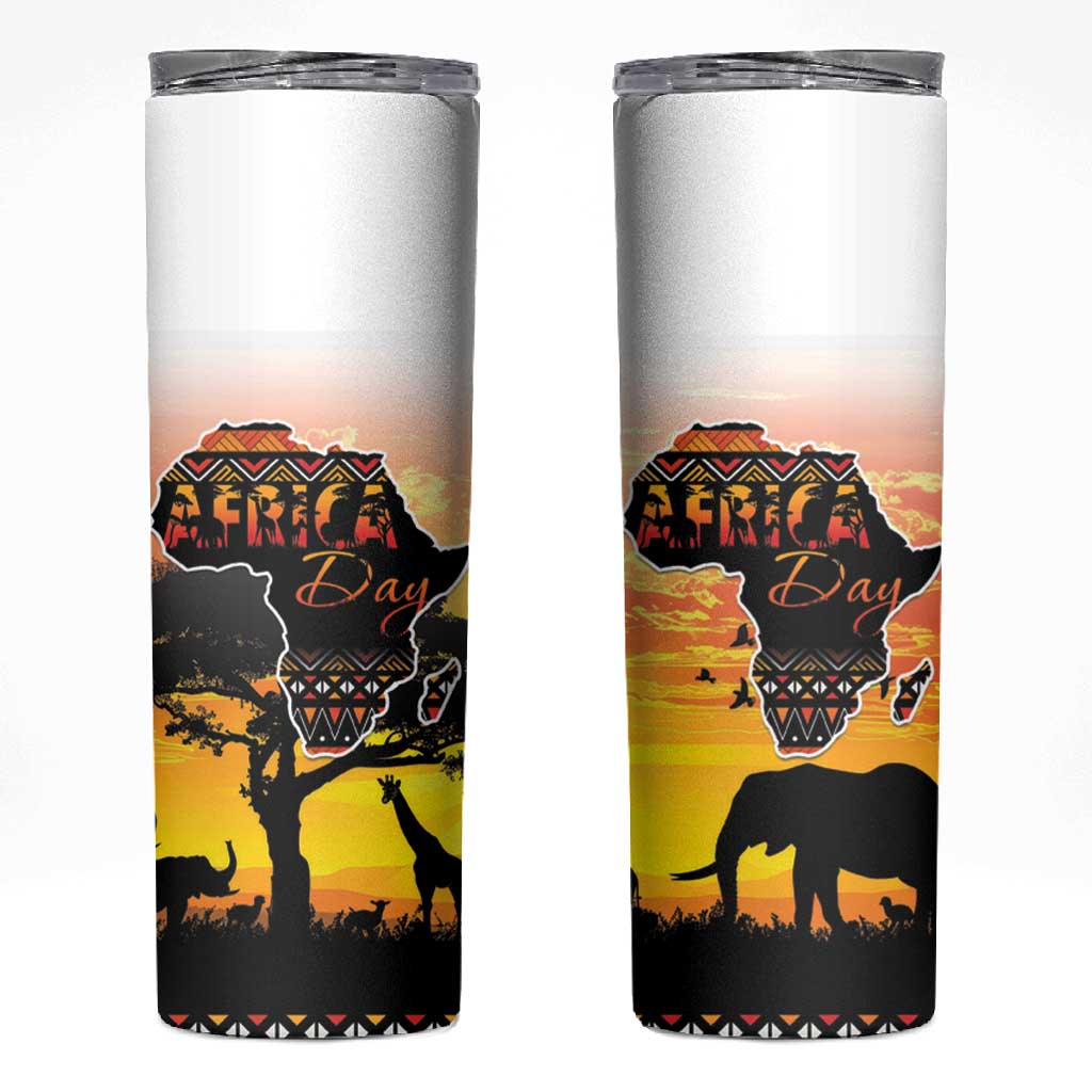 Africa Day Skinny Tumbler Safari With Map - African Pattern LT15