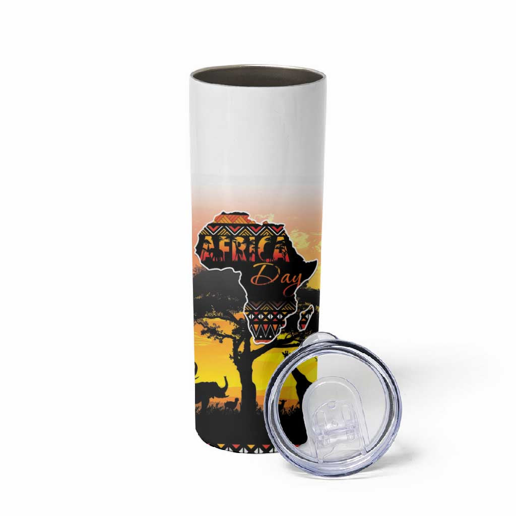 Africa Day Skinny Tumbler Safari With Map - African Pattern LT15