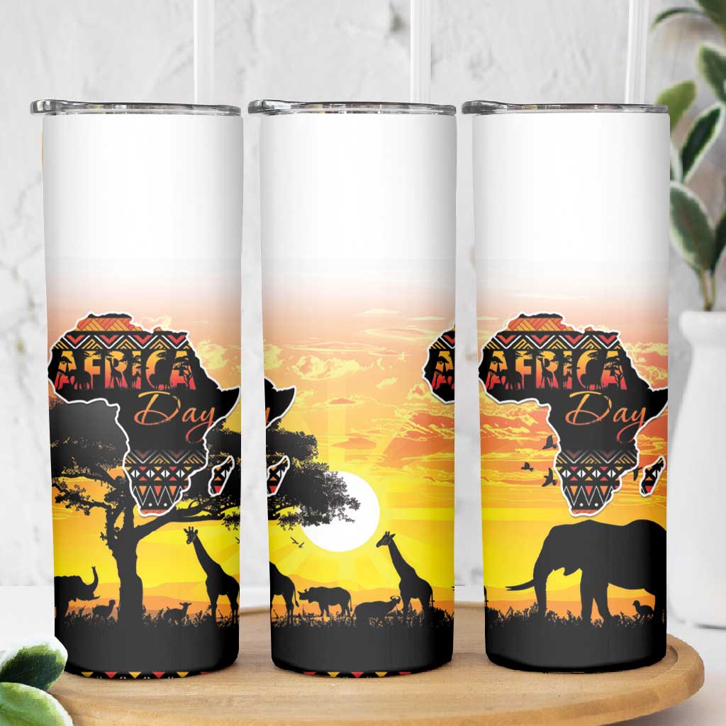 Africa Day Skinny Tumbler Safari With Map - African Pattern LT15