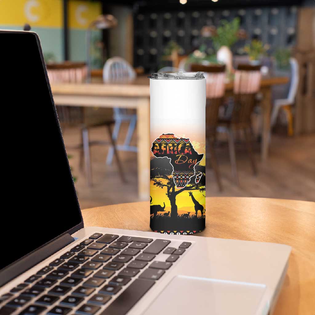 Africa Day Skinny Tumbler Safari With Map - African Pattern LT15