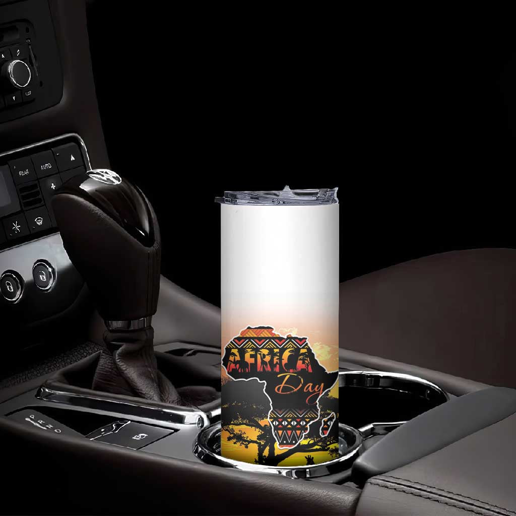 Africa Day Skinny Tumbler Safari With Map - African Pattern LT15