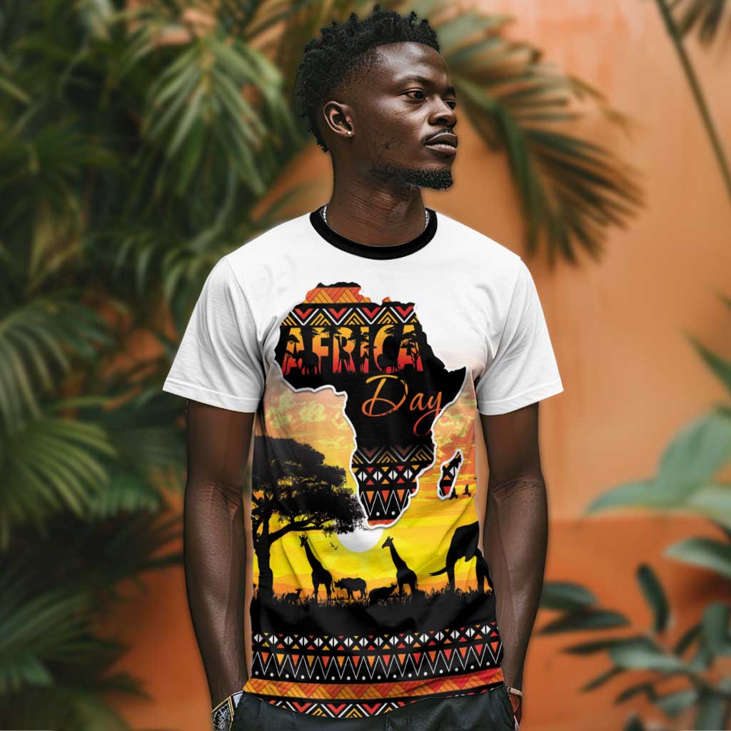 Africa Day T shirt Safari With Map - African Pattern LT15