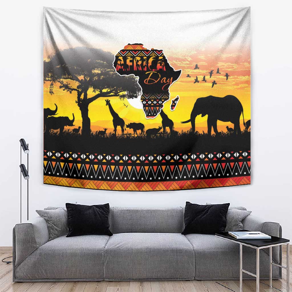 Africa Day Tapestry Safari With Map - African Pattern LT15