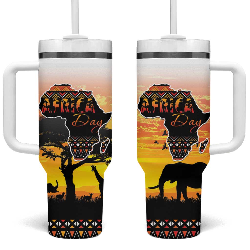 Africa Day Tumbler With Handle Safari With Map - African Pattern LT15