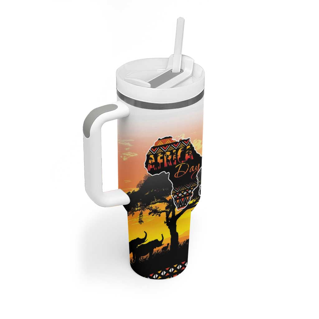 Africa Day Tumbler With Handle Safari With Map - African Pattern LT15