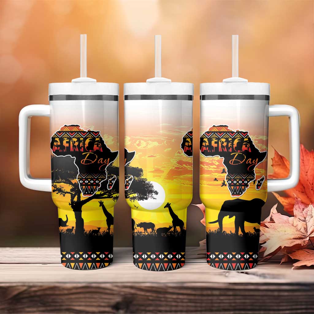 Africa Day Tumbler With Handle Safari With Map - African Pattern LT15